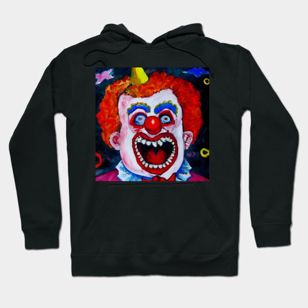 Horror Clown Expressionist Painting Hoodie by Ravenglow